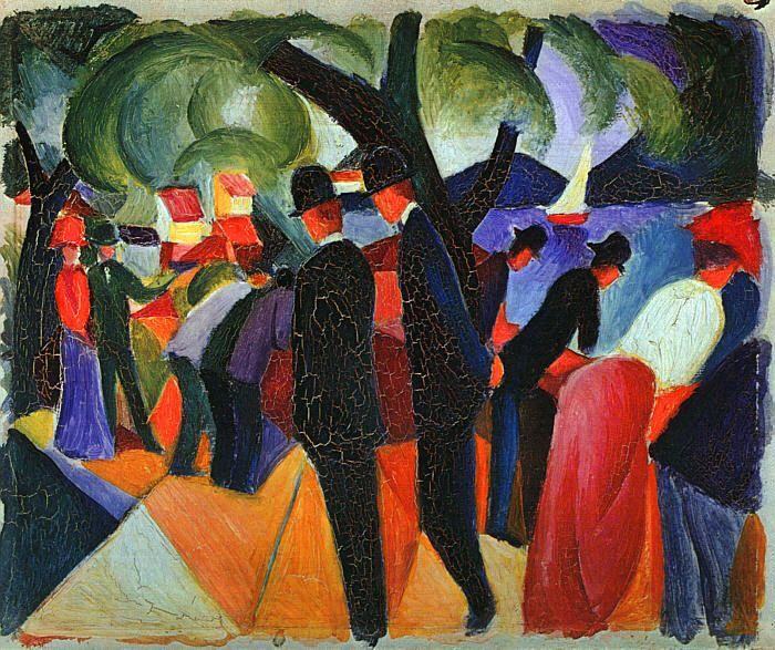 August Macke A Stroll on the Bridge oil painting image